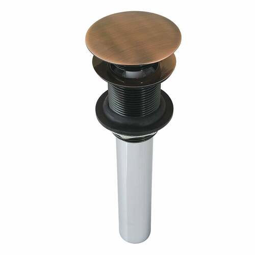 Kingston Brass EV700AC Antique Copper Push Pop-Up Drain, 22 Gauge, No Overflow