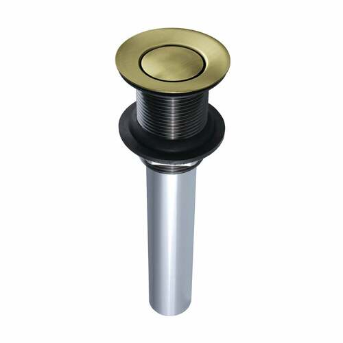 Kingston Brass EV8003 Antique Brass Push Pop-Up Drain, 22 Gauge, No Overflow