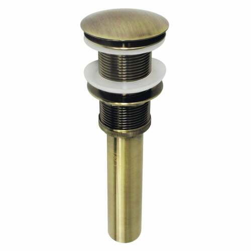 Kingston Brass EV8313 Coronet Antique Brass Push Pop-Up Sink Drain without Overflow