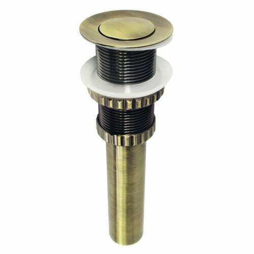 Kingston Brass EV8413 Coronet Antique Brass Push Pop-Up Sink Drain without Overflow