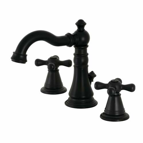 Kingston Brass FSC1970AAX American Classic Widespread Bathroom Faucet, Matte Black with Brass Pop-Up