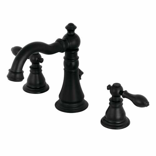 Kingston Brass FSC1970ACL American Classic Matte Black Widespread Bathroom Faucet with Pop-Up
