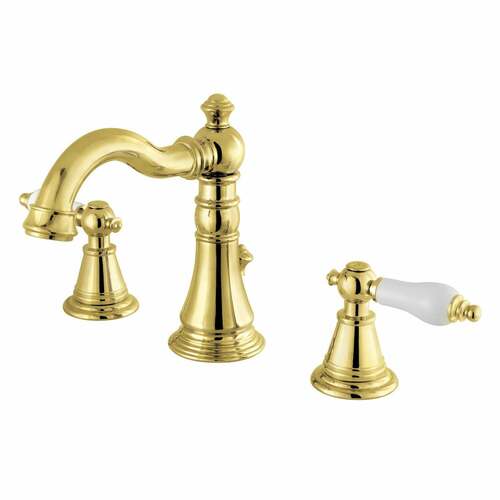 Kingston Brass FSC1972PL English Classic Widespread Bathroom Faucet with Pop-Up Drain, Polished Brass