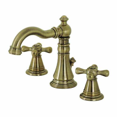 Kingston Brass FSC19733AAX American Classic Widespread Bathroom Faucet, Antique Brass with Pop-Up
