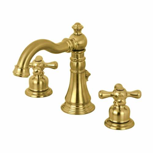 Kingston Brass FSC1973AX American Classic Widespread Bathroom Faucet, Brushed Brass with Pop-Up