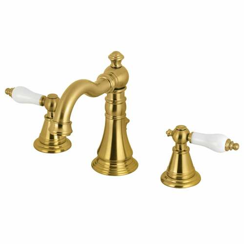Kingston Brass FSC1973PL English Classic Widespread Bathroom Faucet, Brushed Brass with Pop-Up