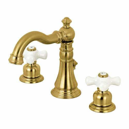 Kingston Brass FSC1973PX American Classic Widespread Bathroom Faucet, Brushed Brass with Pop-Up