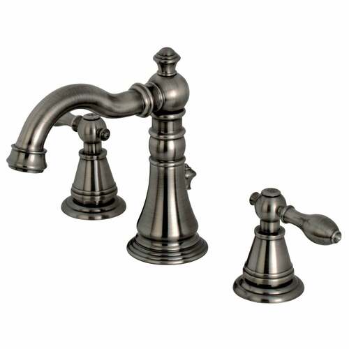 Kingston Brass FSC1974AL English Classic Widespread Bathroom Faucet, Brass Pop-Up, Black Stainless