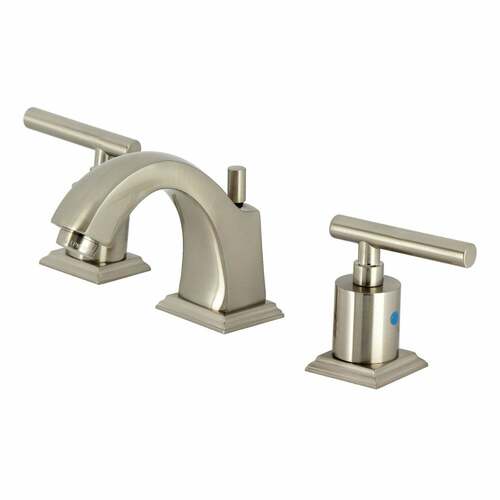 Kingston Brass FSC4688CML Manhattan Brushed Nickel Widespread Bathroom Faucet with Pop-Up Drain