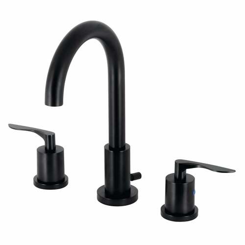 Kingston Brass FSC8920SVL Serena Matte Black Widespread Bathroom Faucet with Brass Pop-Up