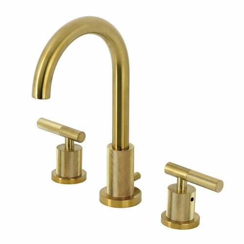 Kingston Brass FSC8923KNL Convergent Widespread Bathroom Faucet, Knurled Handle, Brushed Brass
