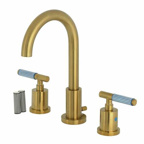 Kingston Brass FSC8923KPS Synchronous Widespread Bathroom Faucet, Brass Pop-Up, Brushed Brass