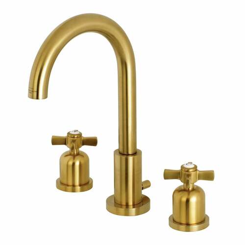 Kingston Brass FSC8923ZX Millennium Widespread Bathroom Faucet, Brass Pop-Up, Brushed Brass