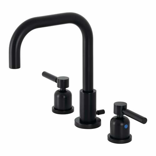 Kingston Brass FSC8930DL Concord Matte Black Widespread Bathroom Faucet with Brass Pop-Up