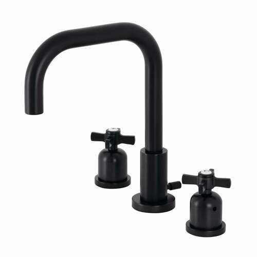 Kingston Brass FSC8930ZX Millennium Matte Black Widespread Bathroom Faucet with Brass Pop-Up