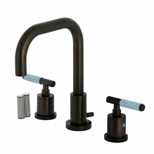 Kingston Brass FSC8935KPS Synchronous Widespread Bathroom Faucet, Brass Pop-Up, Oil Rubbed Bronze