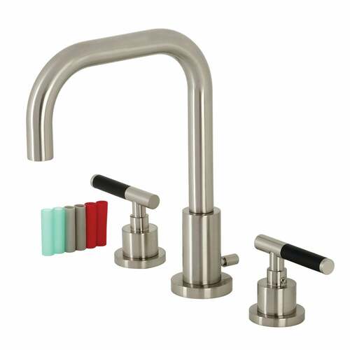 Kingston Brass FSC8938CKL Kaiser Brushed Nickel Widespread Bathroom Faucet with Brass Pop-Up