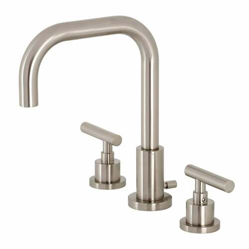 Kingston Brass FSC8938CML Manhattan Widespread Bathroom Faucet, Brass Pop-Up, Brushed Nickel