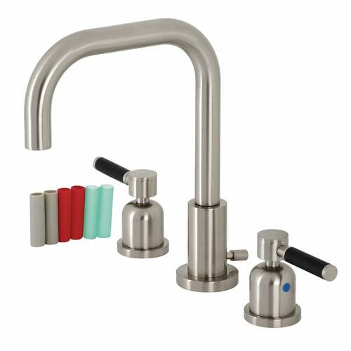 Kingston Brass FSC8938DKL Kaiser Brushed Nickel Widespread Bathroom Faucet with Brass Pop-Up