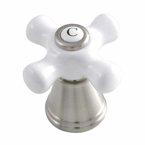Kingston Brass FSCH1978APXC Brushed Nickel Porcelain Cross Handle (Cold Side)
