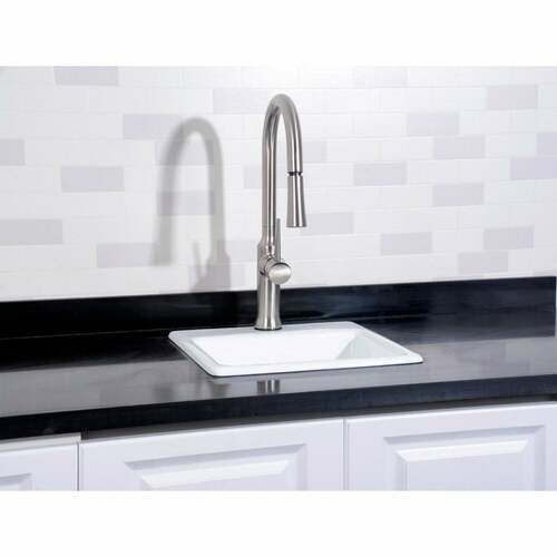 Kingston Brass GCKTS15158 Gourmetier 15x15 Single Bowl Drop-In Kitchen Sink, White