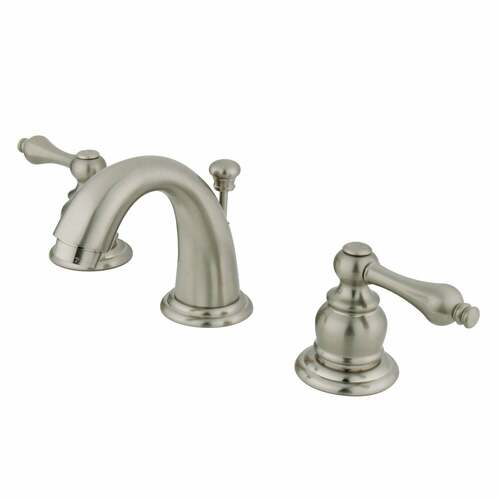 Kingston Brass GKB918AL Brushed Nickel English Country Widespread Bathroom Faucet with Drain