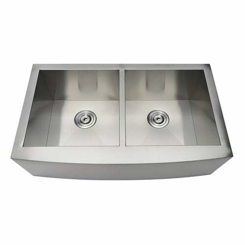Kingston Brass GKTDF33209 Gourmetier Brushed Stainless Steel Double Bowl Farmhouse Sink