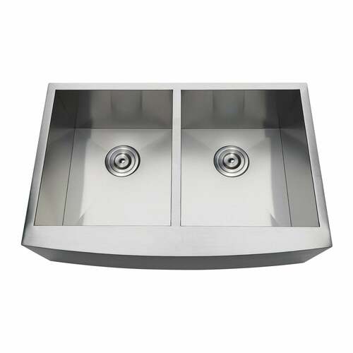Kingston Brass GKUDF30209 Gourmetier Brushed Stainless Steel Double Farmhouse Undermount Sink