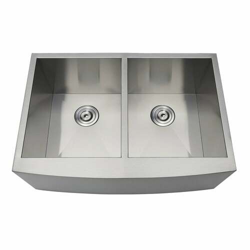 Kingston Brass GKUDF302110 Gourmetier Brushed Stainless Steel Double Farmhouse Undermount Sink