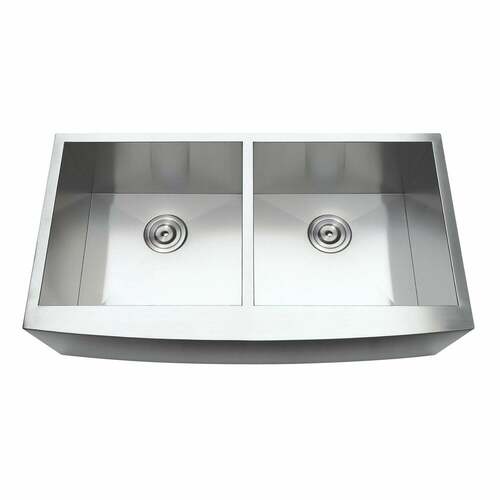Kingston Brass GKUDF36209 Gourmetier Brushed Stainless Steel Double Farmhouse Kitchen Sink