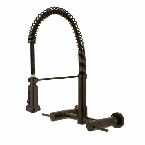 Kingston Brass GS8185DL Gourmetier Concord Double-Handle Wall-Mount Pre-Rinse Faucet, Oil Rubbed Bronze