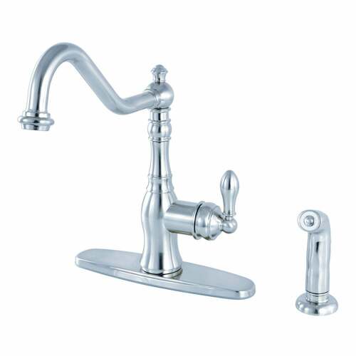 Kingston Brass GSY7701ACLSP Gourmetier American Classic Single-Handle Kitchen Faucet with Side Sprayer