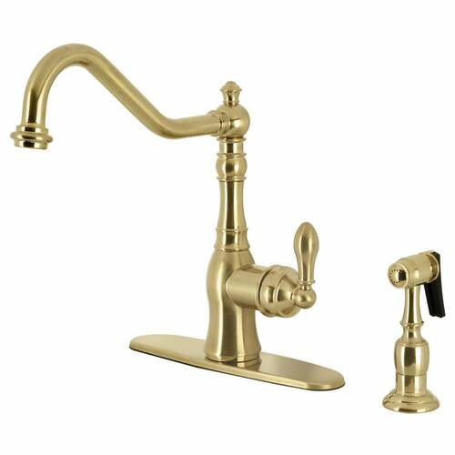 Kingston Brass GSY7707ACLBS Gourmetier American Classic Brushed Brass Kitchen Faucet with Side Sprayer