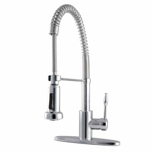Kingston Brass GSY8881NKL Gourmetier Nustudio Single-Handle Pre-Rinse Kitchen Faucet, Chrome
