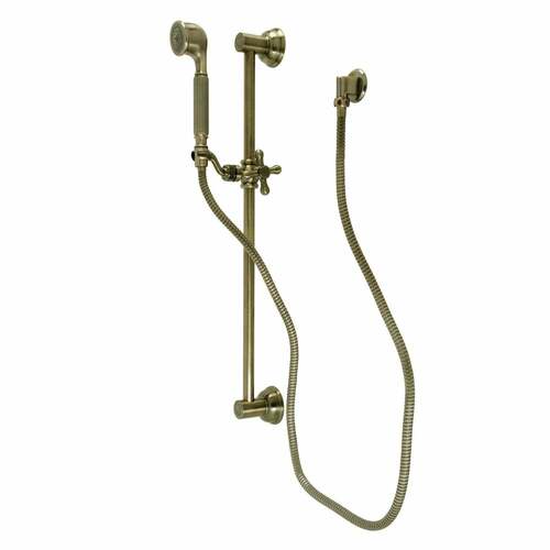 Kingston Brass KAK3323W3 Made to Match Antique Brass Shower System with Grab Bar Hand Shower