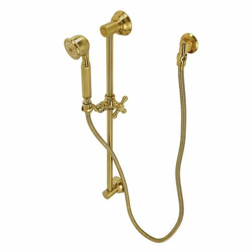 Kingston Brass KAK3327W7 Made to Match Brushed Brass Shower System with Grab Bar Hand Shower