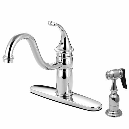 Kingston Brass KB1571GLBS Georgian Polished Chrome Single-Handle Kitchen Faucet with Side Sprayer