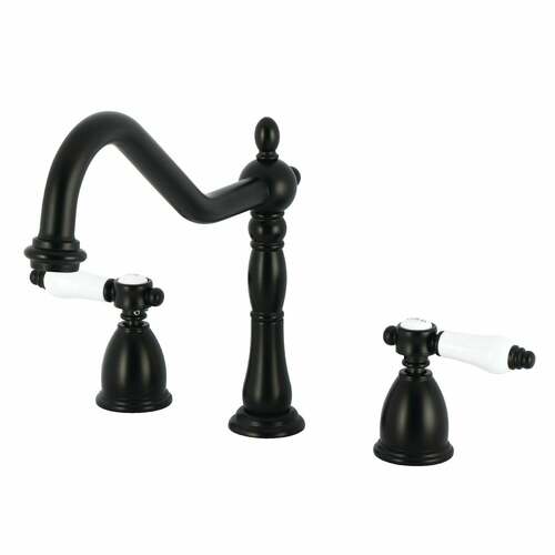 Kingston Brass KB1790BPLLS Bel-Air Matte Black Double-Handle Widespread Kitchen Faucet