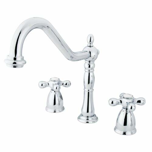 Kingston Brass KB1791AXLS Heritage Double-Handle Widespread Kitchen Faucet - Polished Chrome