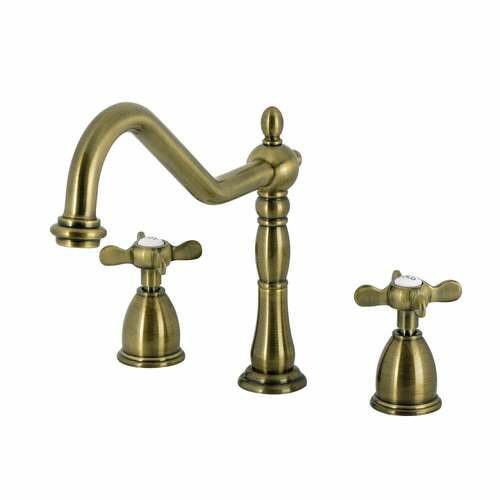 Kingston Brass KB1793BEXLS Essex Antique Brass Double-Handle Widespread Kitchen Faucet