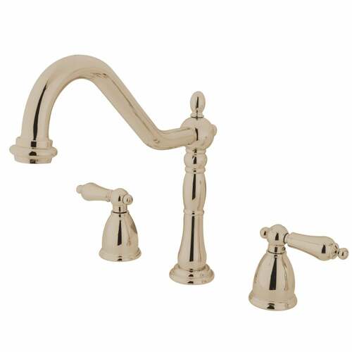 Kingston Brass KB1796ALLS Heritage Double-Handle Widespread Kitchen Faucet in Polished Nickel