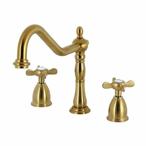 Kingston Brass KB1797BEXLS Essex Brushed Brass Double-Handle Widespread Kitchen Faucet