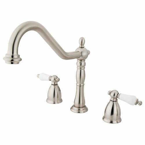 Kingston Brass KB1798PLLS Heritage Brushed Nickel Double-Handle Widespread Kitchen Faucet