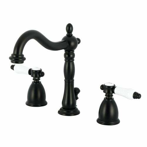 Kingston Brass KB1970BPL Bel-Air Matte Black Widespread Bathroom Faucet with Brass Pop-Up