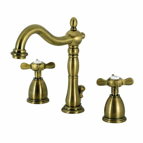 Kingston Brass KB1973BEX Essex Antique Brass Widespread Bathroom Faucet with Brass Pop-Up