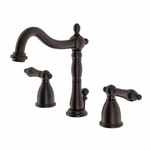 Kingston Brass KB1975AL Heritage Widespread Bathroom Faucet with Pop-Up Drain, Oil Rubbed Bronze