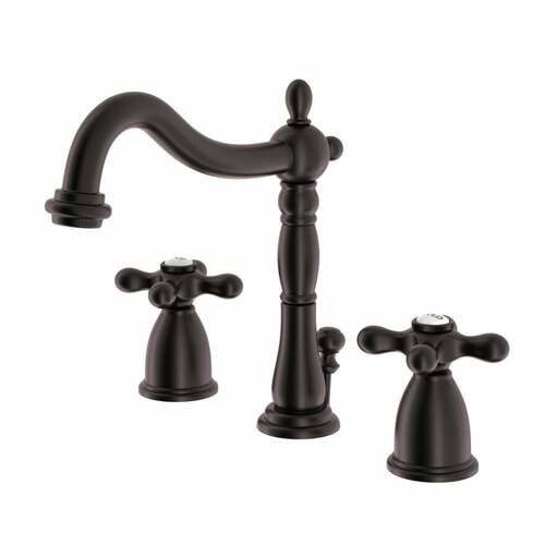 Kingston Brass KB1975AX Heritage Widespread Bathroom Faucet with Pop-Up Drain, Oil Rubbed Bronze