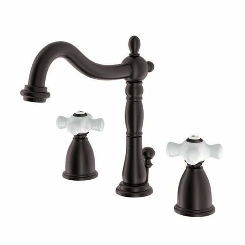 Kingston Brass KB1975PX Heritage Widespread Bathroom Faucet with Pop-Up Drain, Oil Rubbed Bronze