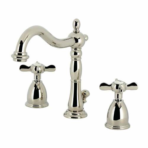 Kingston Brass KB1976BEX Essex Polished Nickel Widespread Bathroom Faucet with Brass Pop-Up
