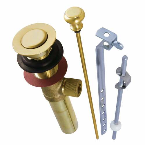 Kingston Brass KB2007 Brushed Brass Pop-Up Drain with Overflow, 22 Gauge